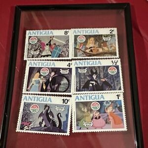 Framed Antigua Disney Sleeping Beauty Stamps Collection